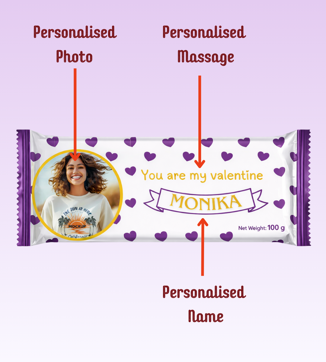 You Are My Valentine | Personalized Chocolate – 100g | MCC-001