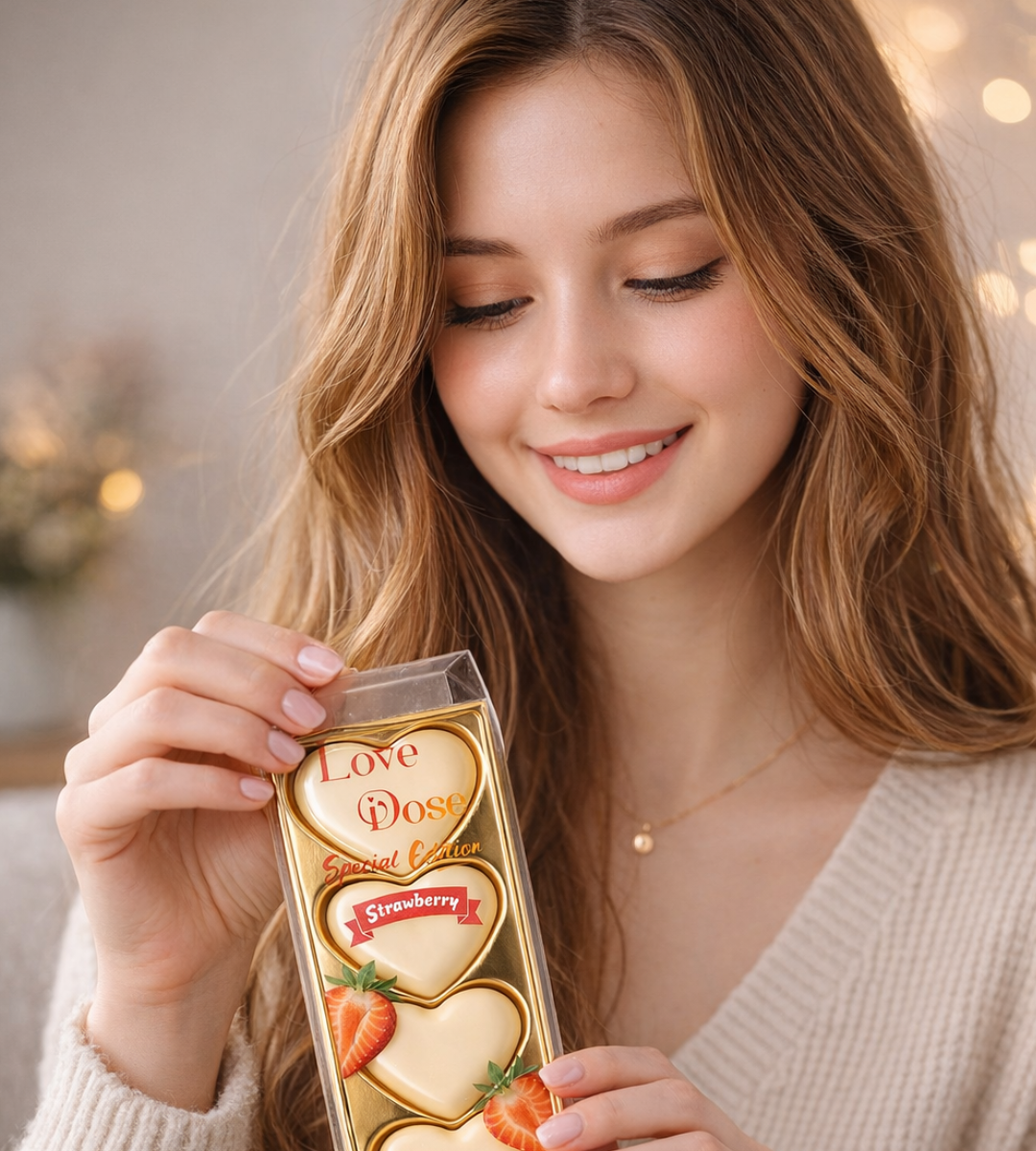 Love Dose | Strawberry Filling Hearts Chocolates | Crafted with Love